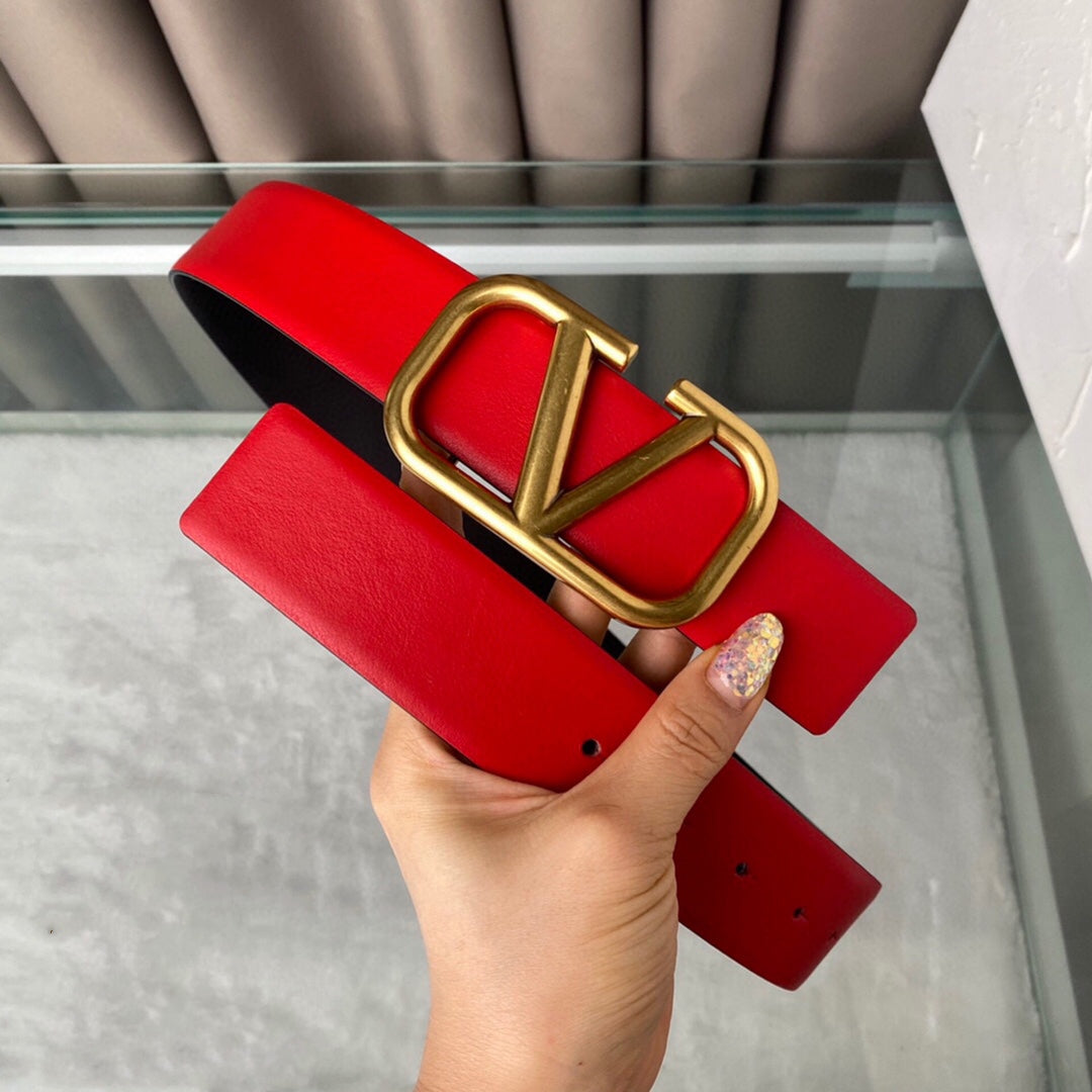 VALENTINO REVERSIBLE VLOGO SIGNATURE BELT IN GLOSSY RED BLACK CALFSKIN GHW 40 MM