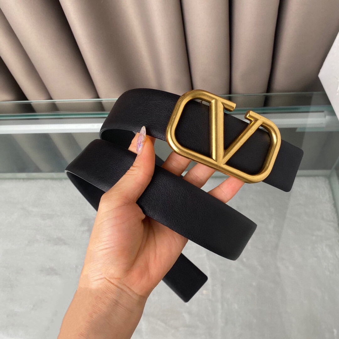 VALENTINO REVERSIBLE VLOGO SIGNATURE BELT IN GLOSSY ALL BLACK CALFSKIN GHW 40 MM
