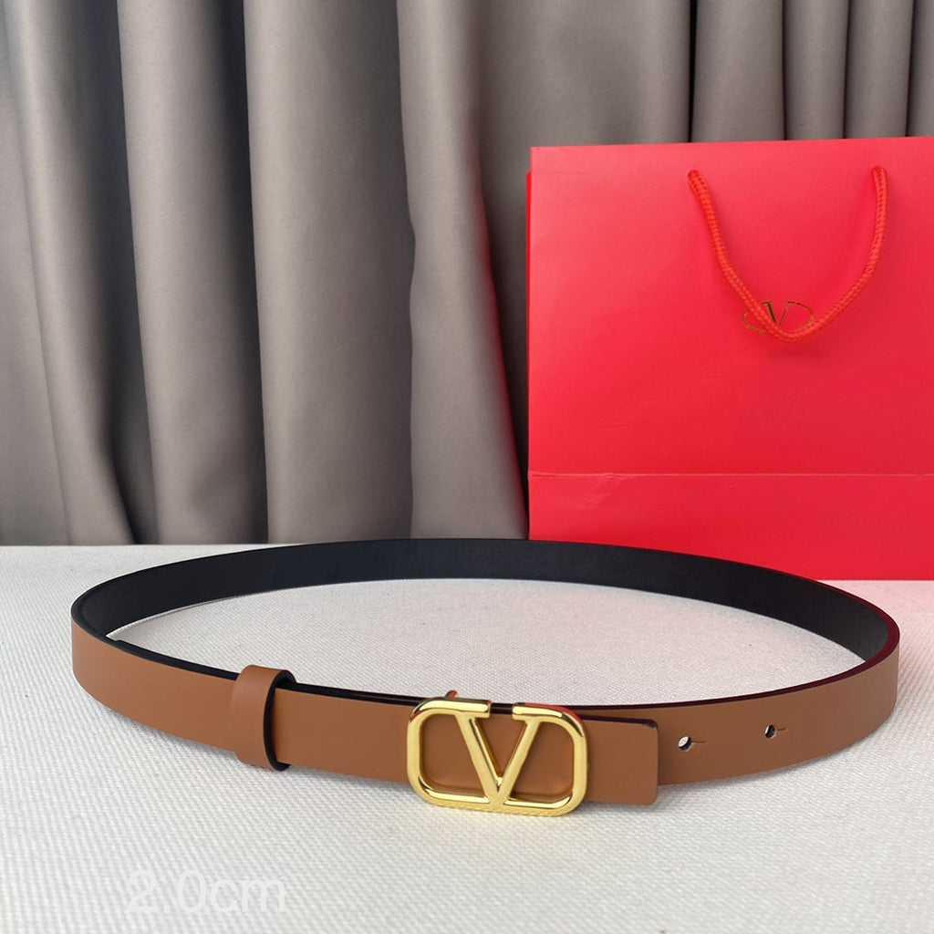 VALENTINO REVERSIBLE VLOGO SIGNATURE BELT IN GLOSSY BROWN BLACK CALFSKIN GHW 20 MM