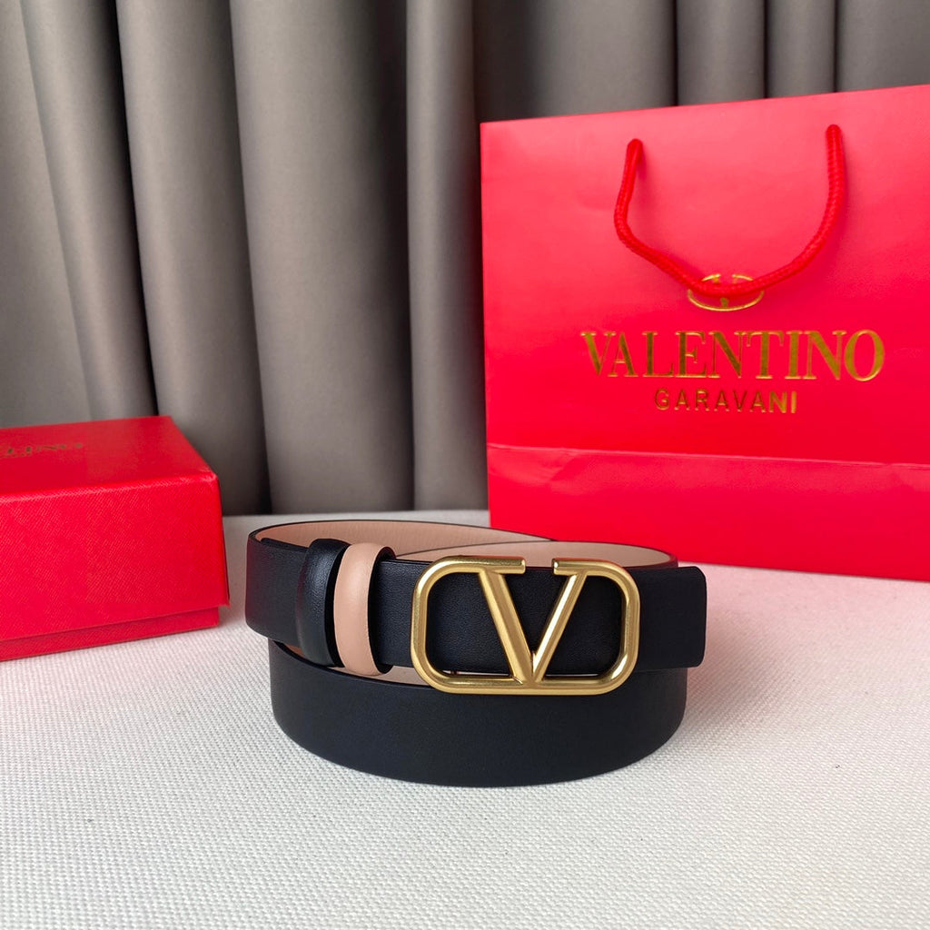 VALENTINO REVERSIBLE VLOGO SIGNATURE BELT IN GLOSSY BEIGE BLACK CALFSKIN GHW 30 MM