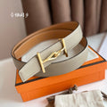 HERMES JUMBO BELT GOLD BUCKLE & REVERSIBLE CAMEL BROWN AND ORANGE LEATHER STRAP 32MM