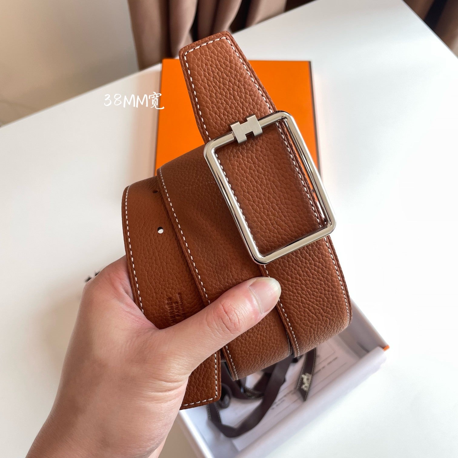 HERMES TUBE H BELT BUCKLE & REVERSIBLE BLACK AND CINNAMON BROWN LEATHER STRAP 38MM SILVER  HARDWARE