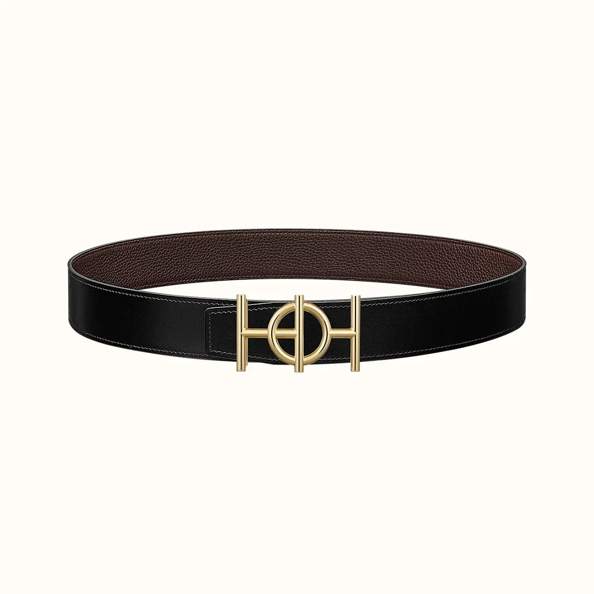 HERMES ULYSSE BELT BUCKLE & REVERSIBLE CHOCOLATE BROWN LEATHER STRAP 38MM GOLD HARDWARE