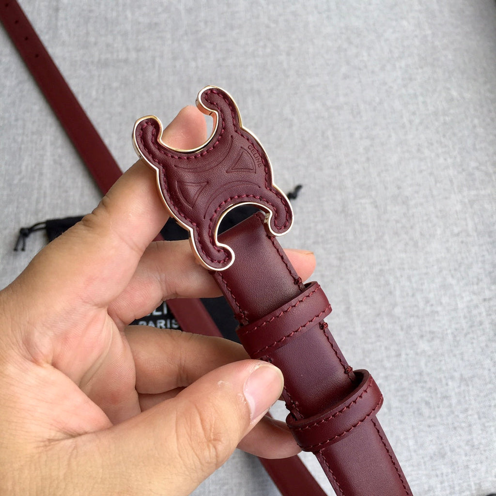 CELINE Medium Cuir Triomphe Belt 25mm Wine Calfskin