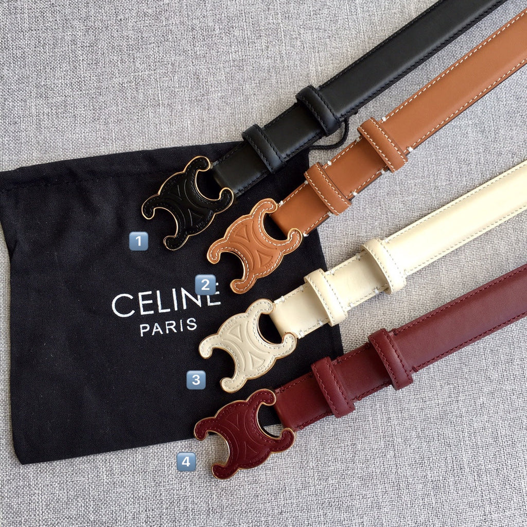 CELINE Medium Cuir Triomphe Belt 25mm Wine Calfskin