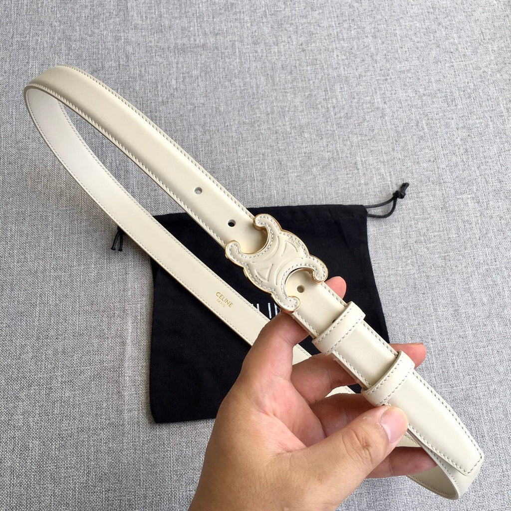 CELINE Medium Cuir Triomphe Belt 25mm White Calfskin