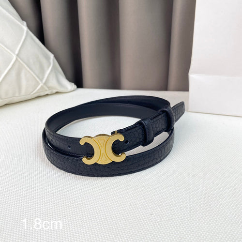 CELINE CL Belt 18mm Black Crocodile Embossed Calfskin Ghw