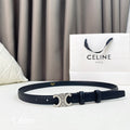 CELINE CL Belt 18mm Black Crocodile Embossed Calfskin Shw
