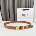 CELINE Medium Triomphe Belt 25mm Tan Calfskin Gold Loop Ghw