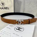 CHANEL 30MM BELT IN BRONZE BROWN SMOOTH CALFSKIN WITH SILVER HARDWARE
