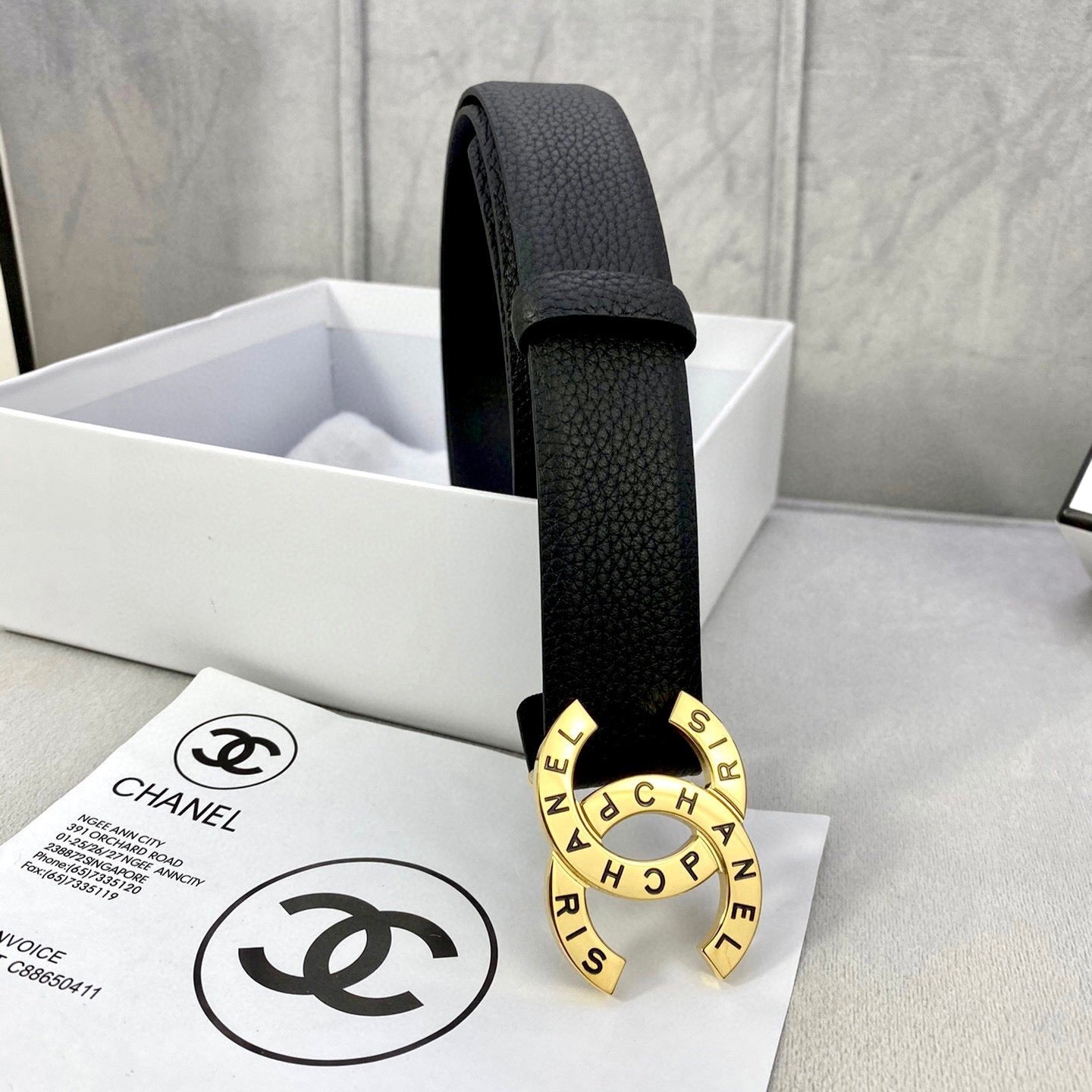 CHANEL 30MM BELT IN BLACK SMOOTH CALFSKIN WITH GOLD HARDWARE