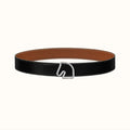 HERMES BOUCLE BELT BUCKLE & REVERSIBLE GINGER ORANGE AND BLACK LEATHER STRAP 38MM SILVER HARDWARE