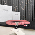 CELINE TRIOMPHE 25 MM BELT IN BLUSH PINK CALFSKIN SILVER HARDWARE