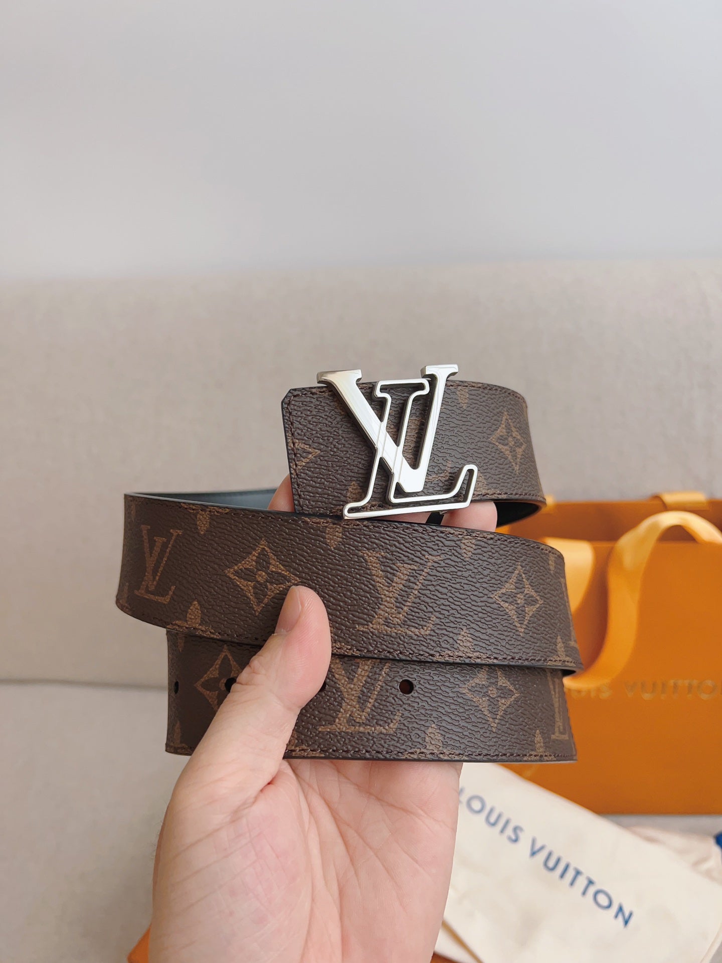 LOUIS VUITTON LV 25S BELT 40 MM IN BROWN CALFSKIN 593209