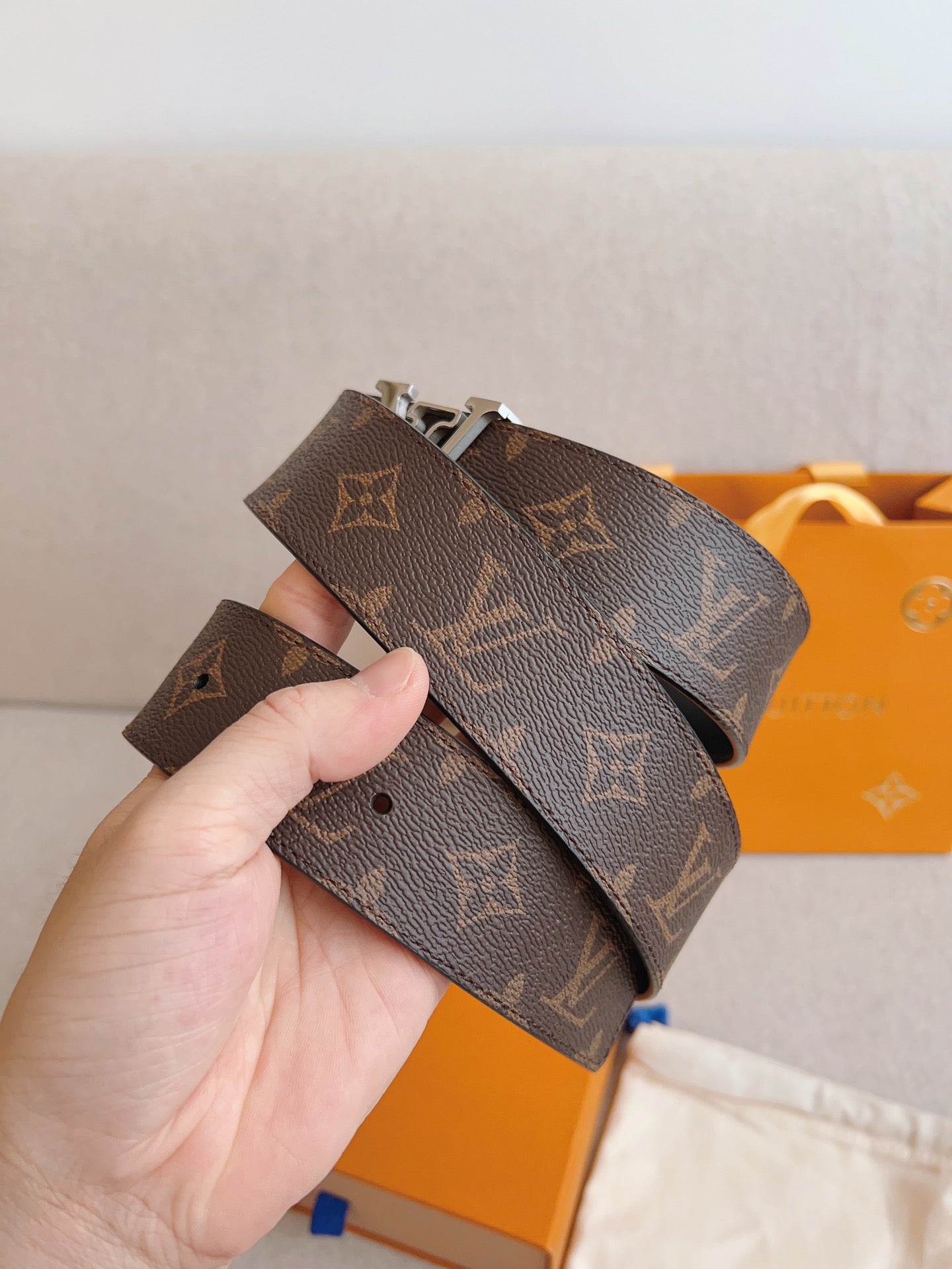 LOUIS VUITTON LV 25S BELT 40 MM IN BROWN CALFSKIN 593209