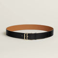 HERMES ROMAIN 35MM BELT BLACK LEATHER GOLD HARDWARE