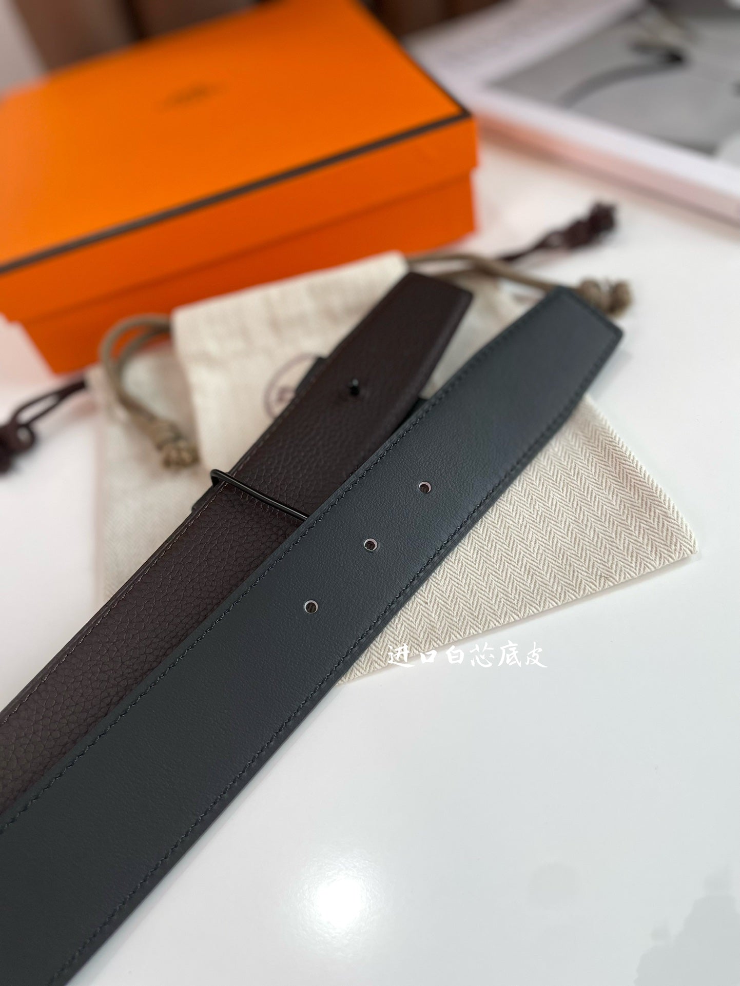 HERMES CONSTANCE BELT BUCKLE & REVERSIBLE CHOCOLATE BROWN AND BLACK LEATHER STRAP 38MM