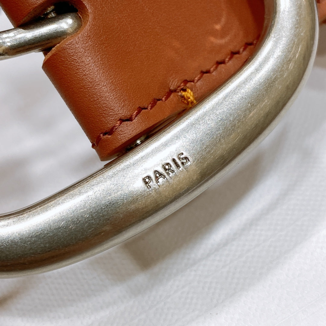 CELINE CL LARGE 35 MM BELT IN BRONZE BROWN CALFSKIN LIGHT GOLD HARDWARE
