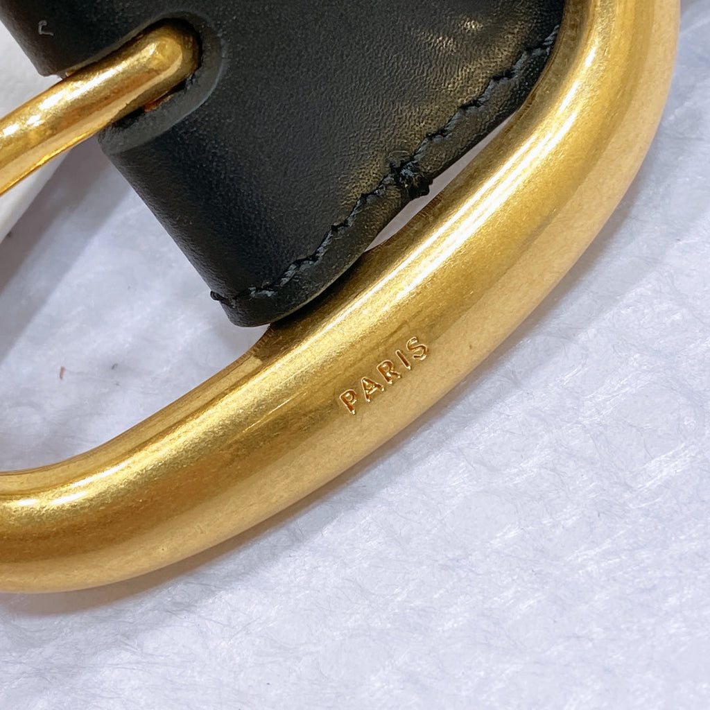 CELINE CL LARGE 35 MM BELT IN BLACK CALFSKIN GOLD HARDWARE