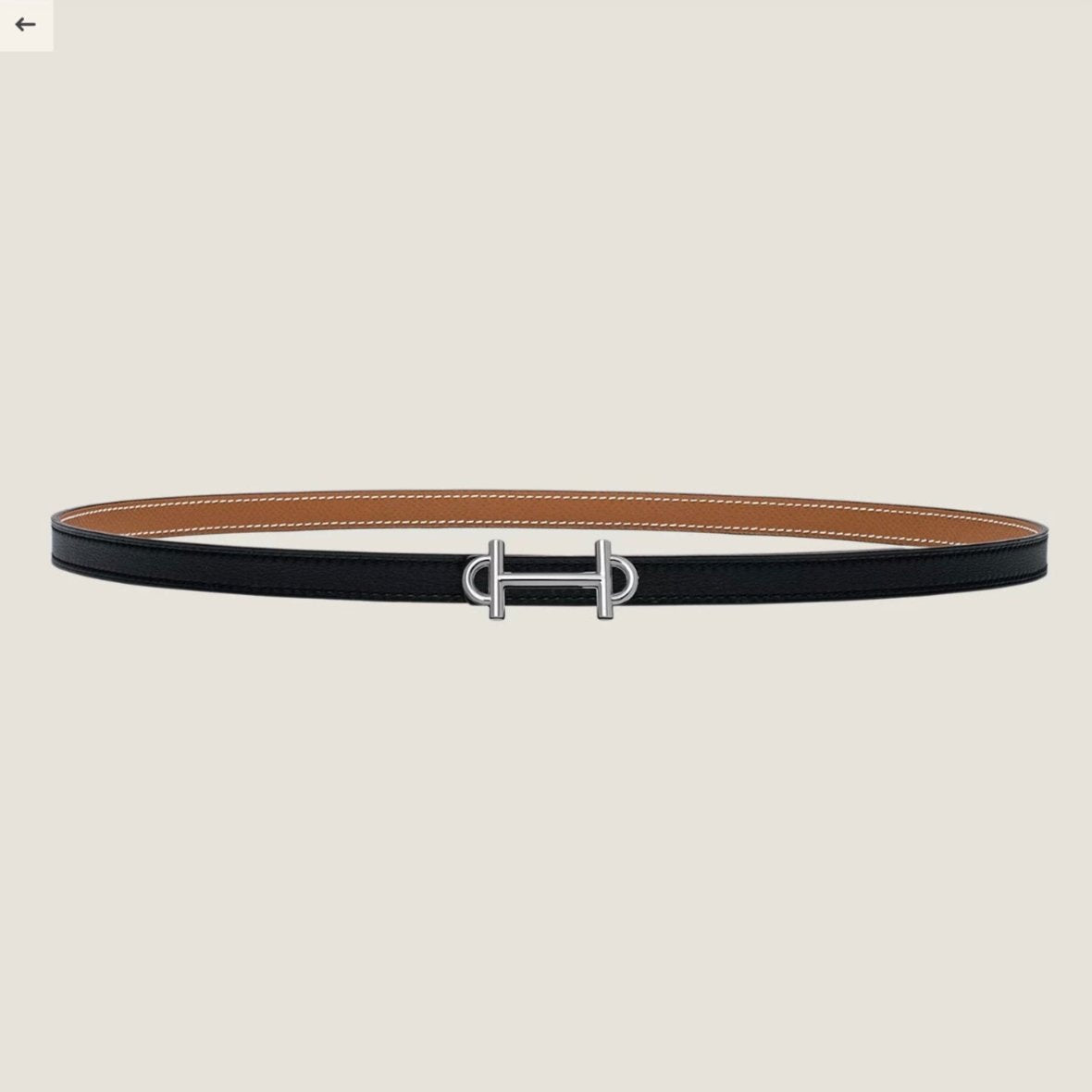 HERMES GAMMA BUCKLE & REVERSIBLE BRONZE BROWN AND BLACK LEATHER STRAP 13MM SILVER HARDWARE