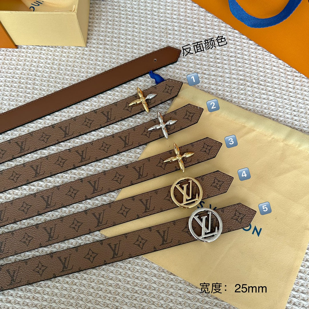 LOUIS VUITTON LV CIRCLE 25MM REVERSIBLE BELT MEDIUM BROWN MONOGRAM CALFSKIN GOLD HARDWARE