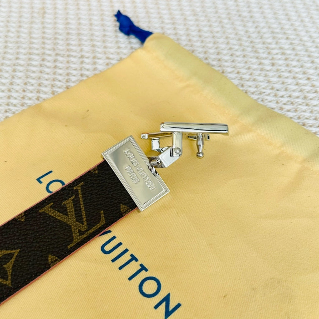 LOUIS VUITTON LV Initiales 30mm Reversible Belt Silver Rotating Buckle Pink Brown Leather