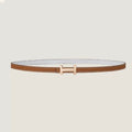 HERMES FOCUS BUCKLE & REVERSIBLE BRONZE BROWN AND WHITE LEATHER STRAP 13MM COPPER HARDWARE