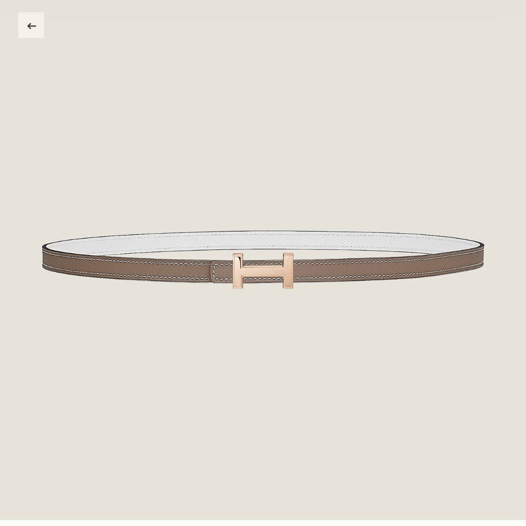 HERMES FOCUS BUCKLE & REVERSIBLE PEANUT BROWN AND WHITE LEATHER STRAP 13MM COPPER HARDWARE