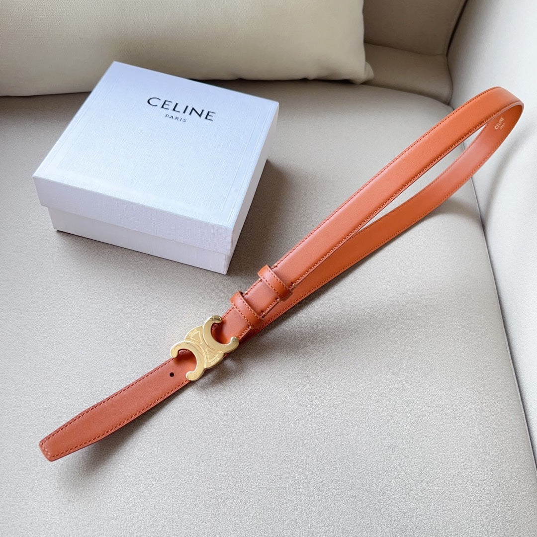 CELINE Medium Triomphe Belt 25mm Tan Calfskin Ghw