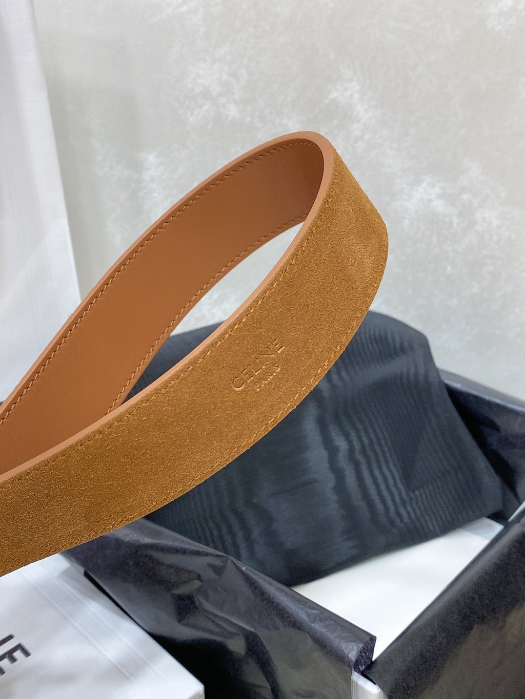 CELINE CL LARGE 30 MM TRIOMPHE BELT IN BRONZE BROWN SILVER HARDWARE