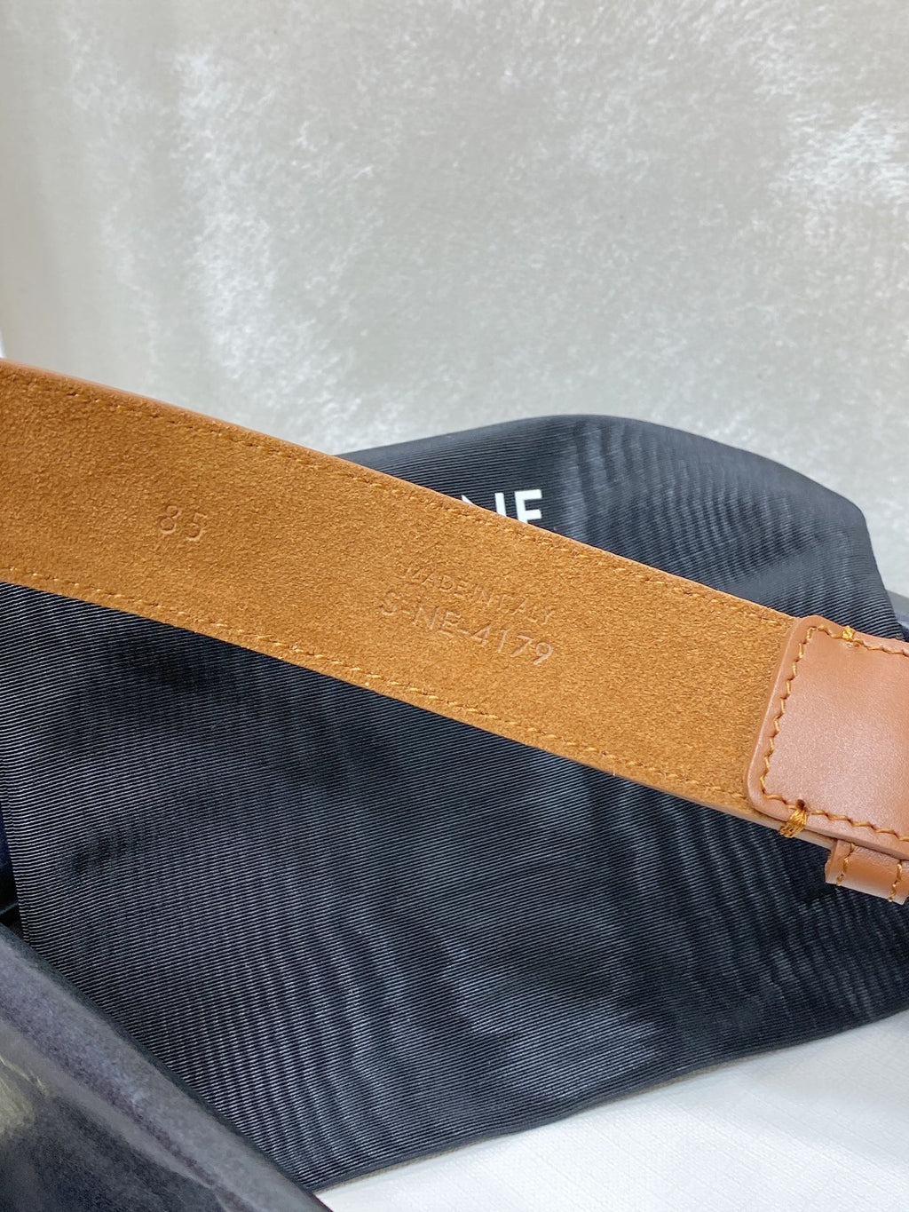 CELINE CL LARGE 30 MM TRIOMPHE BELT IN BRONZE BROWN GOLD HARDWARE