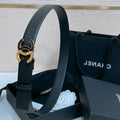 CHANEL BELT 30MM IN BLACK SMOOTH CALFSKIN GOLD MIX BLACK METAL LOGO