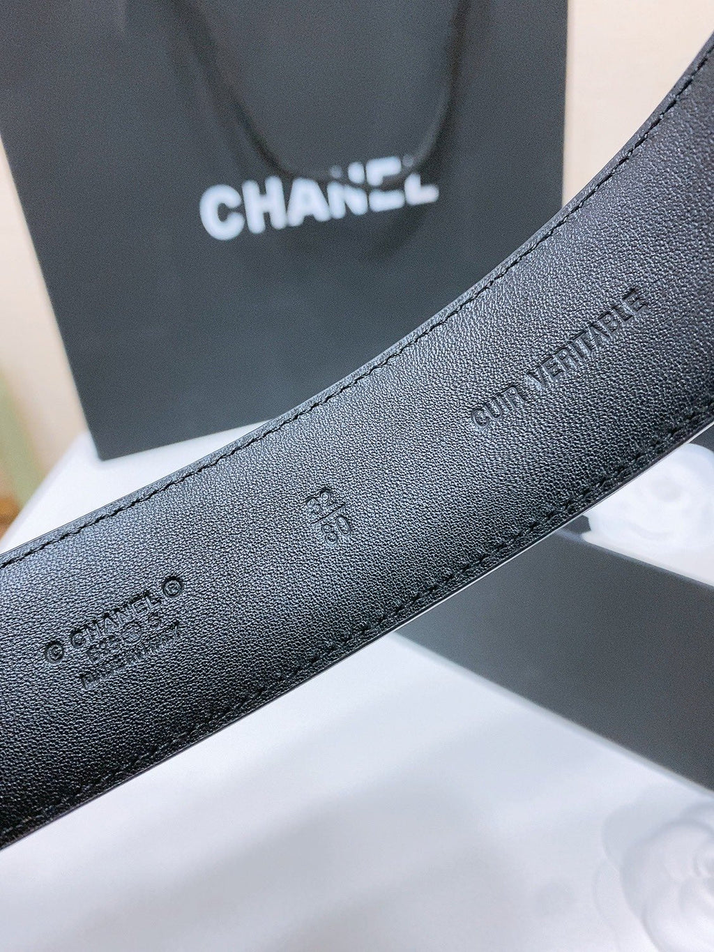 CHANEL DOUBLE C BELT 38MM IN BLACK QUILTED LAMBSKIN WITH GOLD OVAL BUCKLE CENTERED LOGO