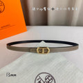 HERMES MAILLON H BELT BUCKLE & REVERSIBLE COFFEE BROWN LEATHER STRAP 13 MM GOLD HARDWARE