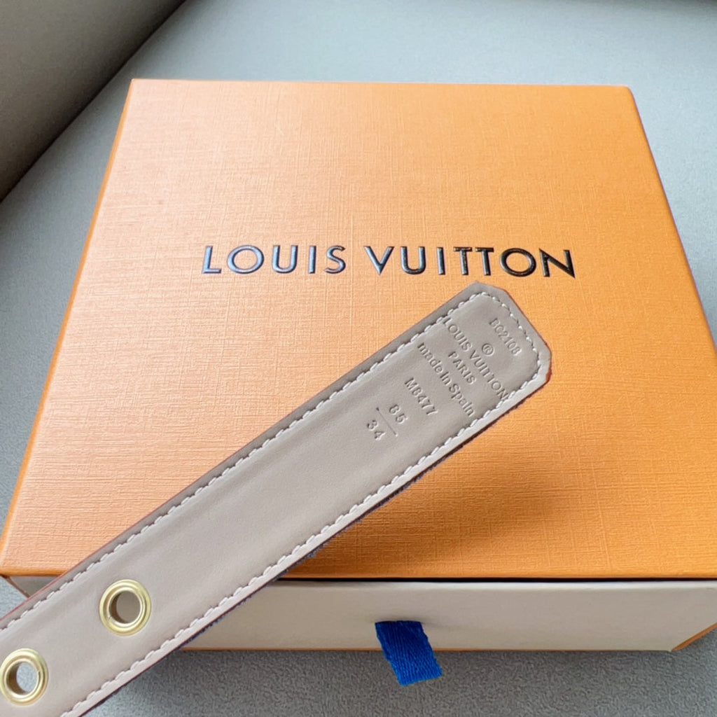 LOUIS VUITTON LV  30MM BELT LIGHT BLUE MONOGRAM DENIM GOLD HARDWARE