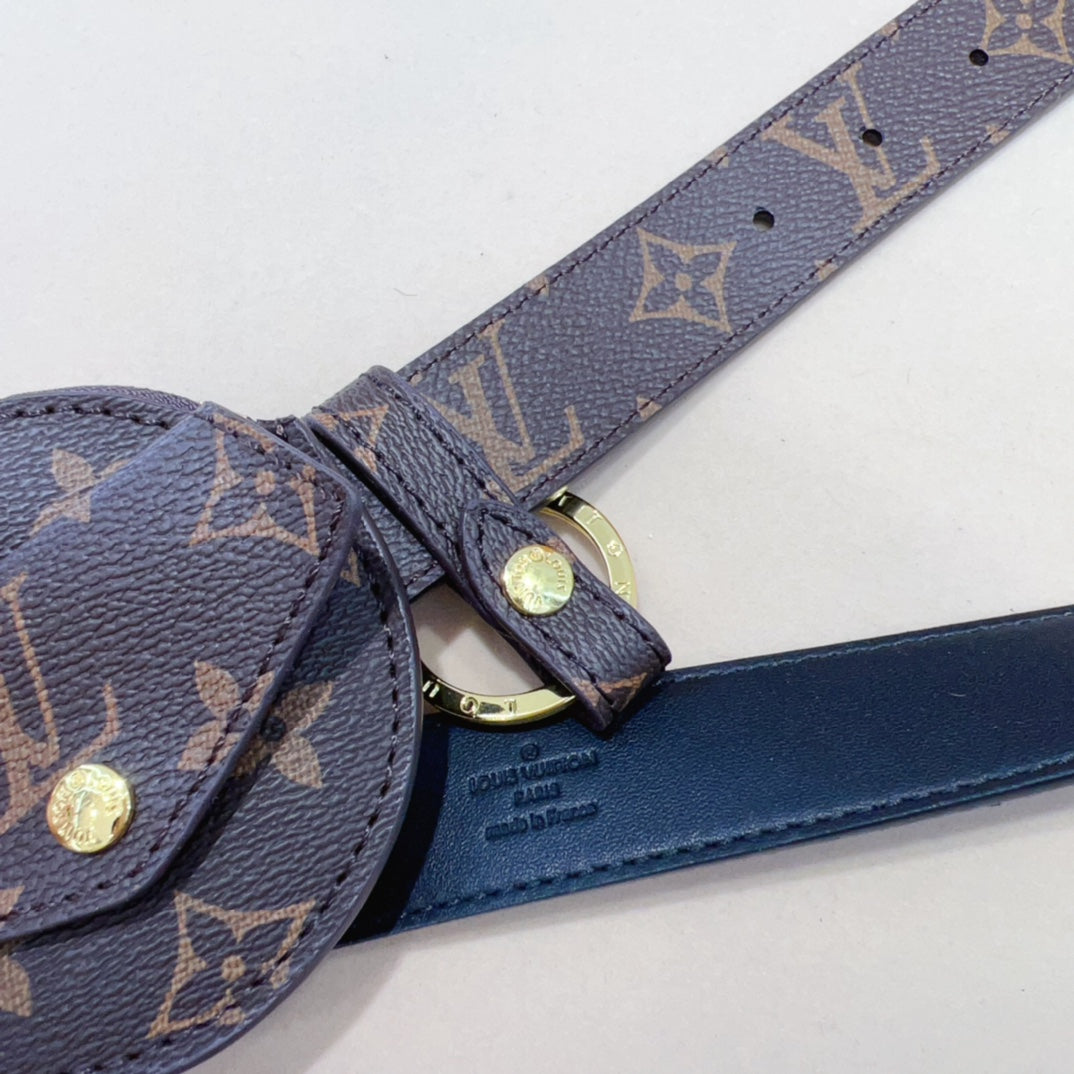 LOUIS VUITTON LV Daily Multi Pocket 30mm Belt Bag Brown Leather