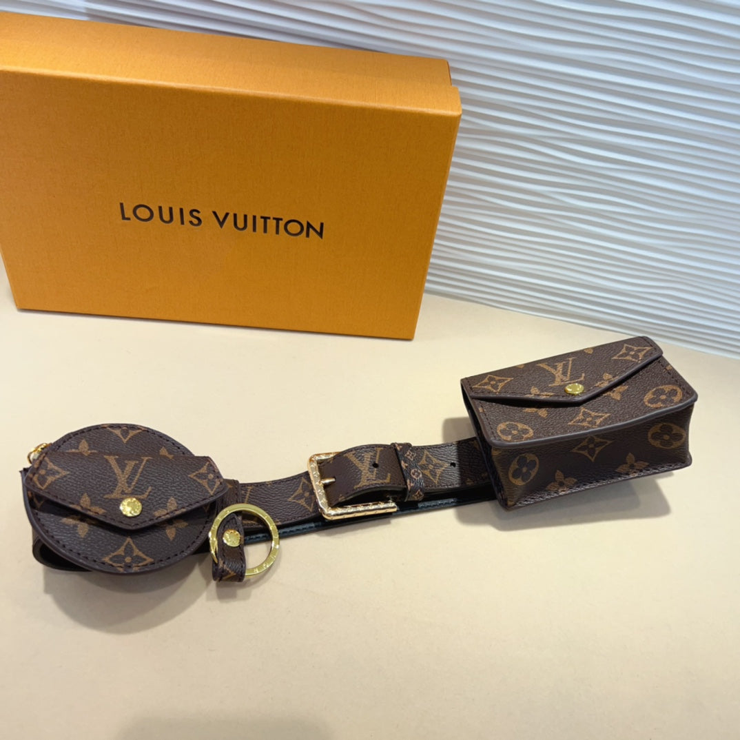 LOUIS VUITTON LV Daily Multi Pocket 30mm Belt Bag Brown Leather