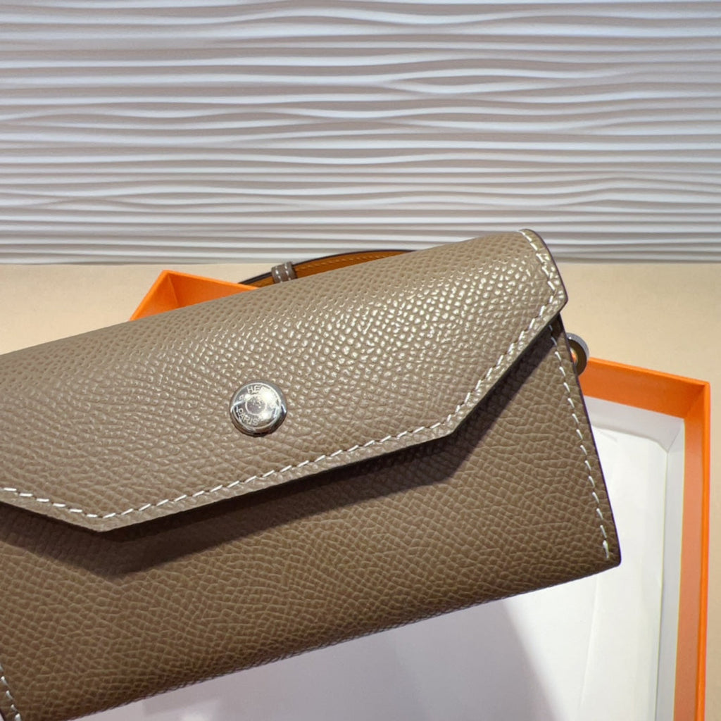 HERMES KELLY DARK BROWN POCKET 18MM BELT LEATHER SILVER HARDWARE