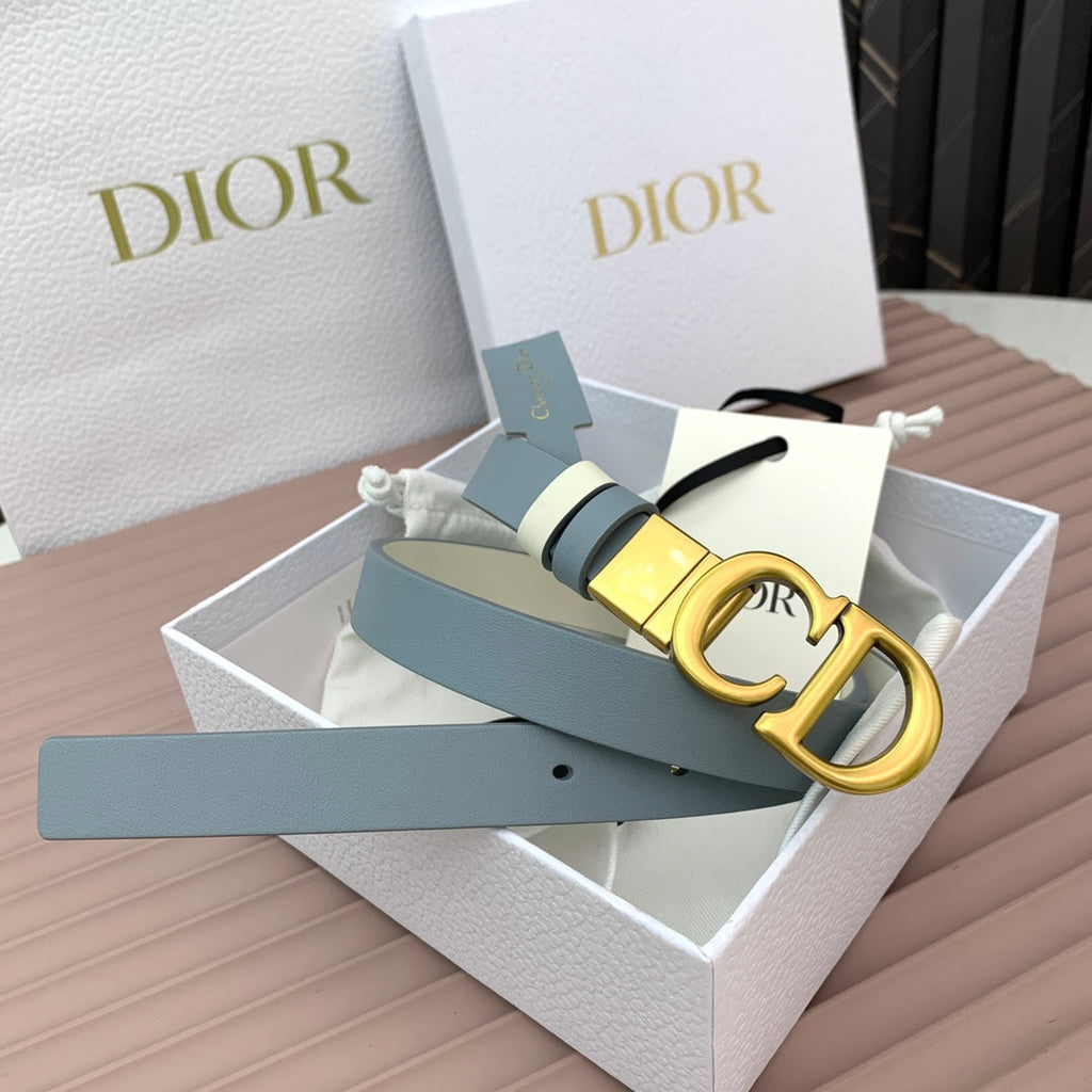 DIOR 25S BELT 20 MM IN STEEL BLUE CALFSKIN 568720