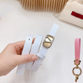 VALENTINO Silver Vlogo and Gold Hardware Buckle White Calfskin 20mm