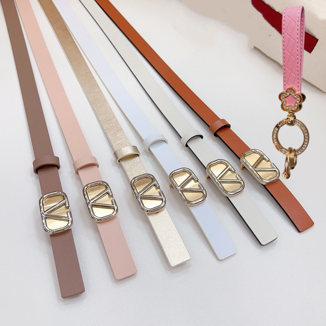 VALENTINO Gold Vlogo and Silver Hardware Buckle Tan Calfskin 20mm