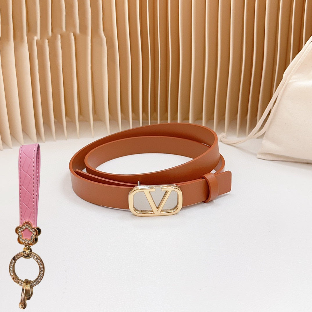VALENTINO Gold Vlogo and Silver Hardware Buckle Tan Calfskin 20mm