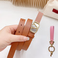 VALENTINO Gold Vlogo and Silver Hardware Buckle Tan Calfskin 20mm