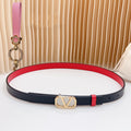 VALENTINO Gold Vlogo and Silver Hardware Buckle Black Red Calfskin 20mm