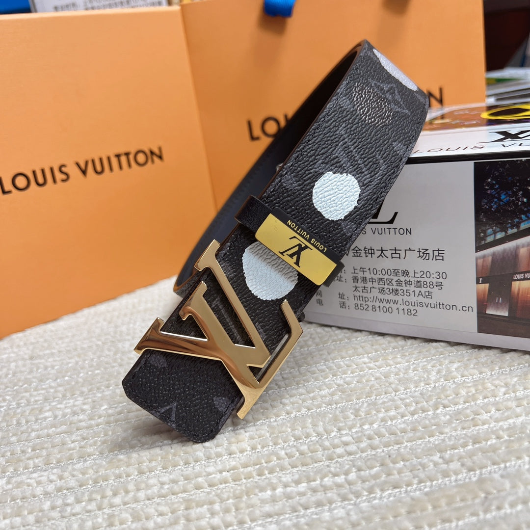 LOUIS VUITTON LV 25S BELT 38 MM IN DARK CHARCOAL GRAY CALFSKIN 593280