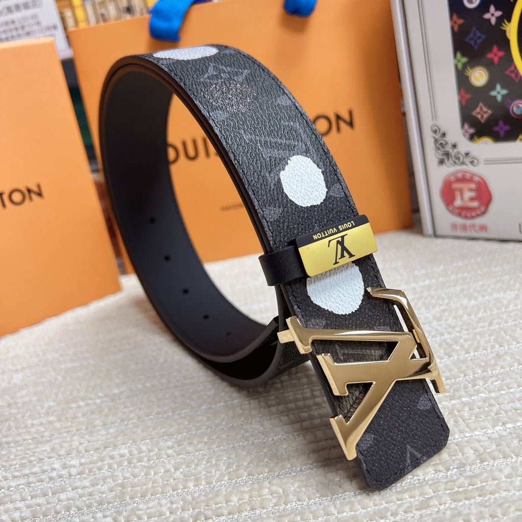 LOUIS VUITTON LV 25S BELT 38 MM IN DARK CHARCOAL GRAY CALFSKIN 593280