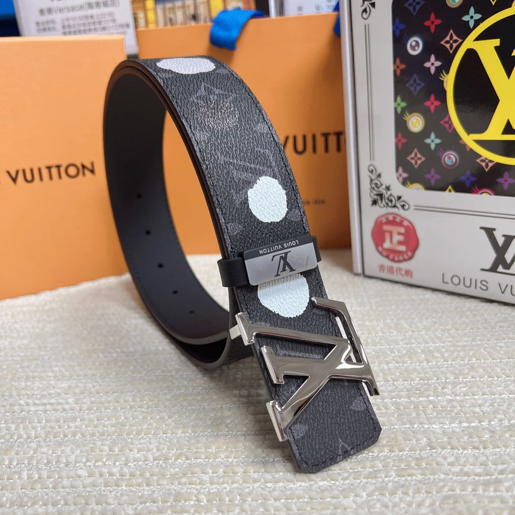LOUIS VUITTON LV 25S BELT 38 MM IN DARK CHARCOAL GRAY CALFSKIN 593281
