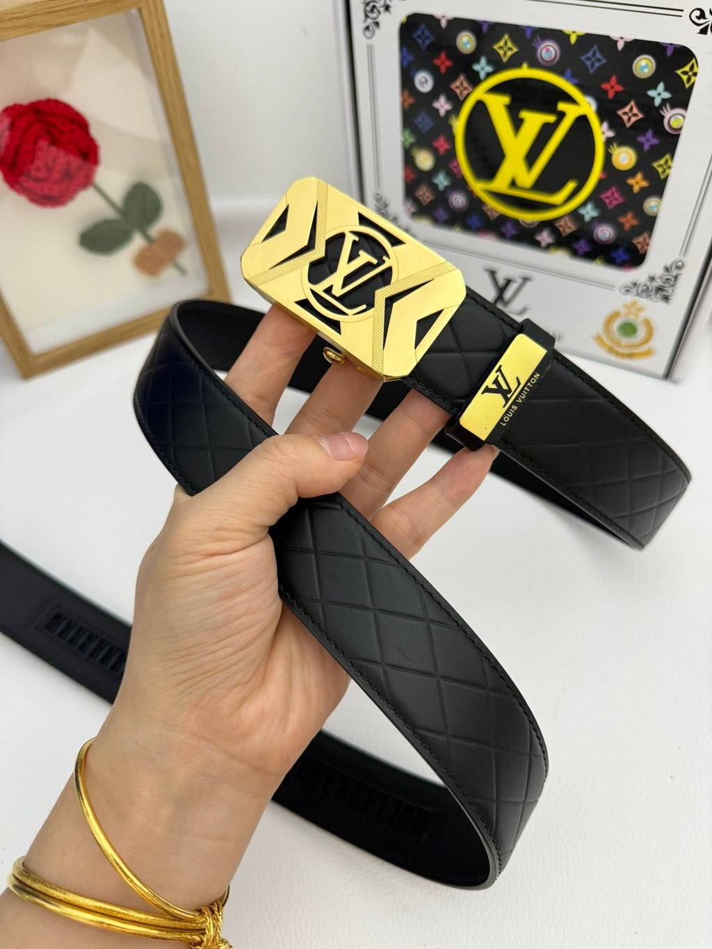 LOUIS VUITTON LV 25S BELT 35 MM IN BLACK CALFSKIN 593219