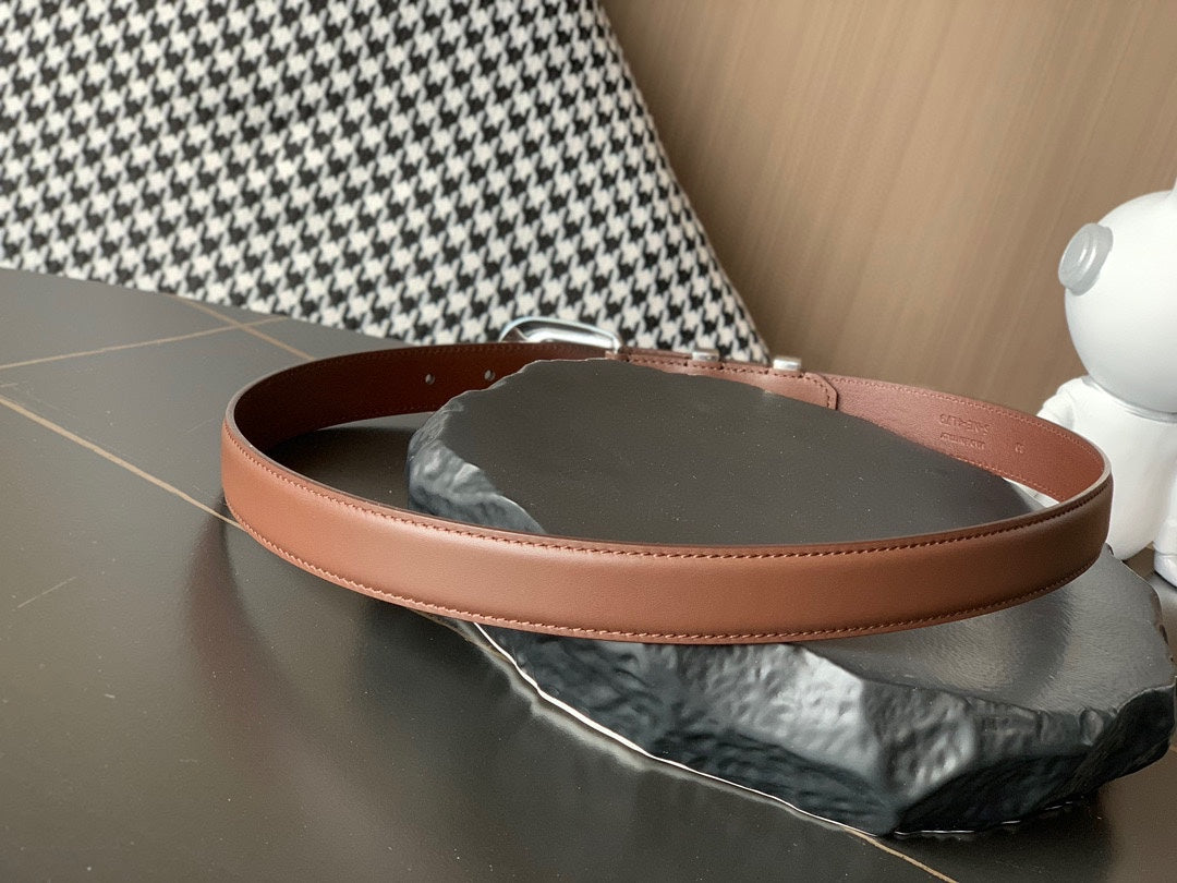 CELINE BELT 25MM MEDIUM WESTERN IN DARK BROWN CALFSKIN SILVER BUCKLE