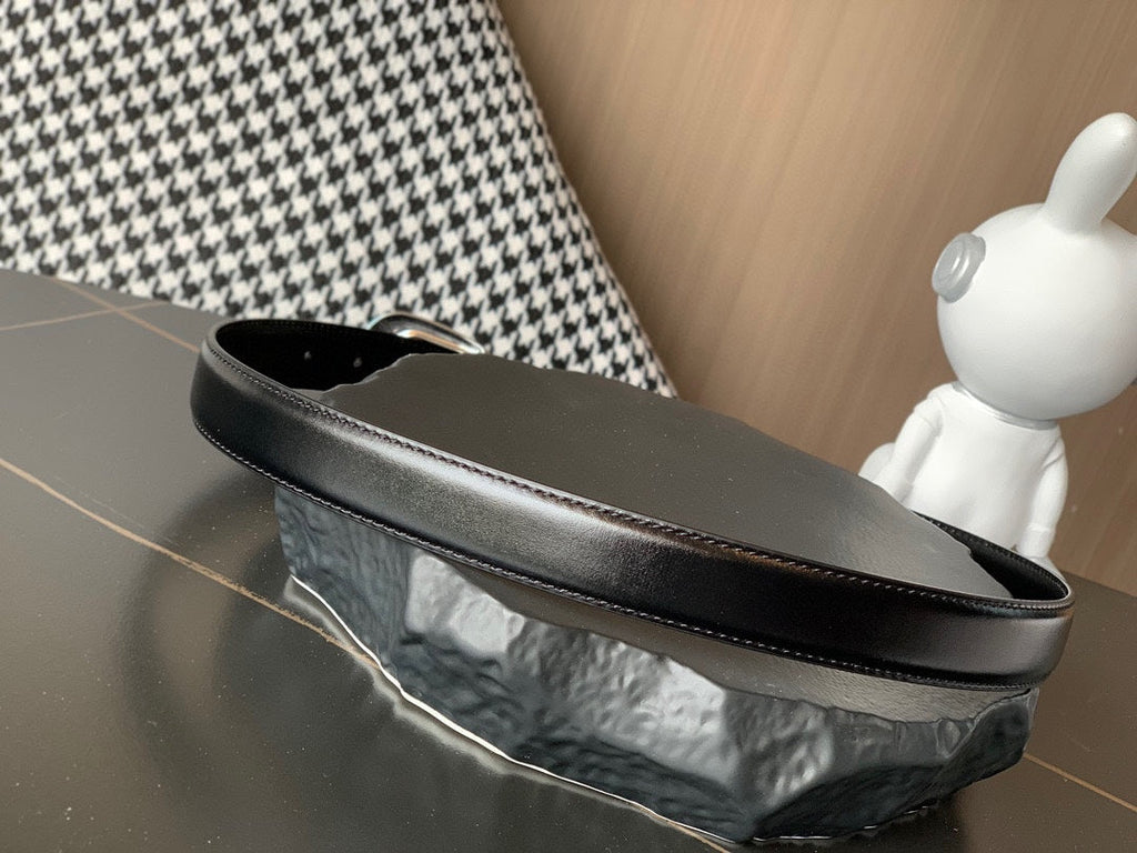 CELINE BELT 25MM MEDIUM WESTERN IN BLACK CALFSKIN WITH SILVER BUCKLE